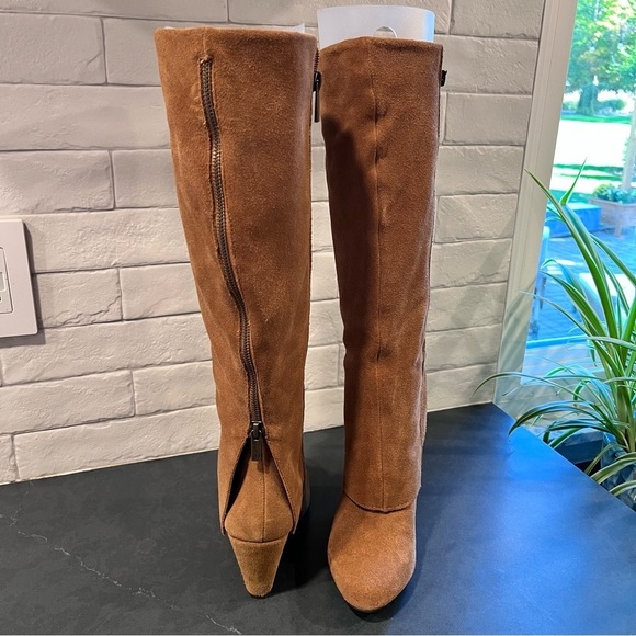 Jessica Simpson sz 6 Rallie chestnut suede tall wedge boots - Picture 12 of 15